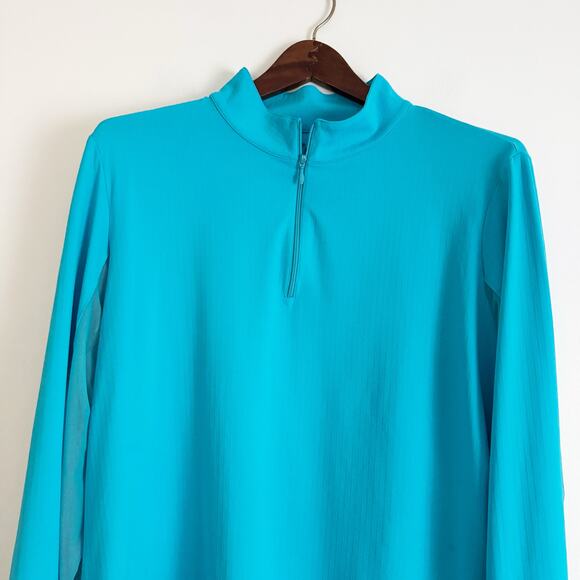 IBKUL Mock Neck Half Zip Long Sleeve Top Turquoise XL - Picture 4 of 9